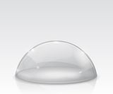 Transparent white dome, glass semi-sphere. Vector 3d illustration isol